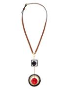 Marni Double Pendant Leather & Resin Necklace