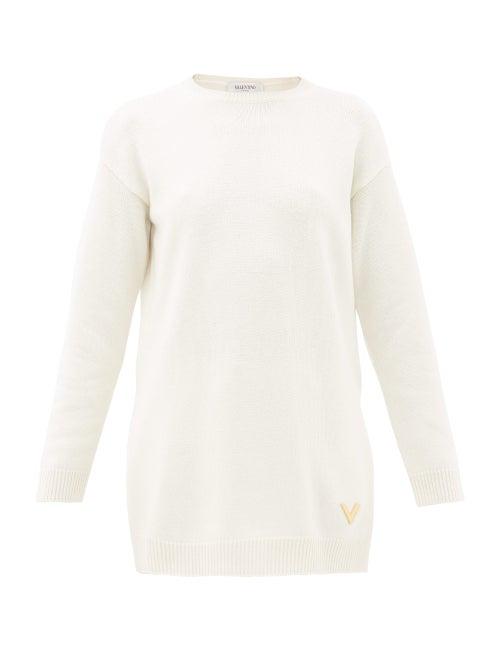 Matchesfashion.com Valentino - V-logo Plaque Cashmere Sweater - Womens - Ivory