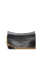 Matchesfashion.com Saint Laurent - Ysl-plaque Crocodile-effect Leather Shoulder Bag - Womens - Black