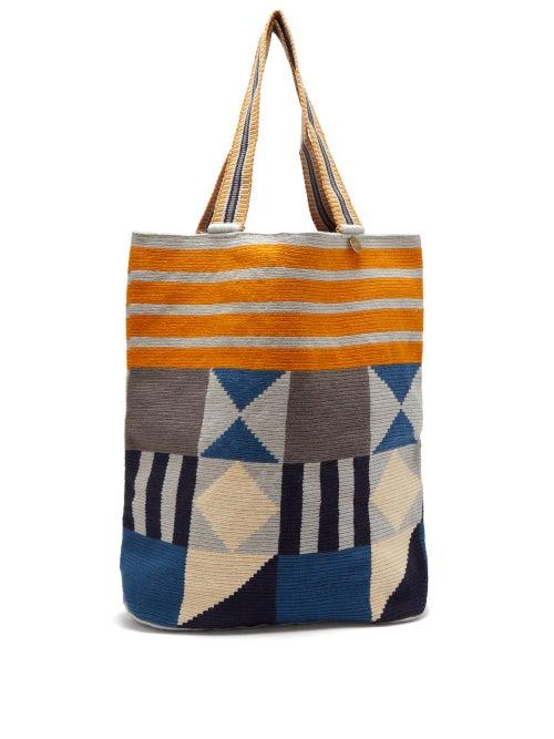 Matchesfashion.com Guanabana - Liam Abstract-pattern Woven Tote Bag - Mens - Grey