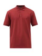 Giorgio Armani - Logo-embroidered Cotton-blend Jersey Polo Shirt - Mens - Burgundy