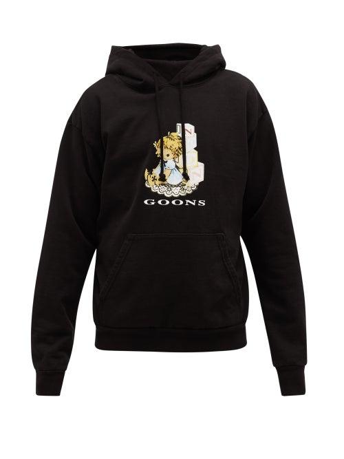 Matchesfashion.com Noon Goons - Hooded Playtime-print Cotton-jersey Sweatshirt - Mens - Black