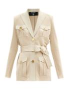 Matchesfashion.com Balmain - Belted Knitted Jacket - Womens - Beige