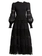 Matchesfashion.com Zimmermann - Primrose Lace Insert Cotton Dress - Womens - Black