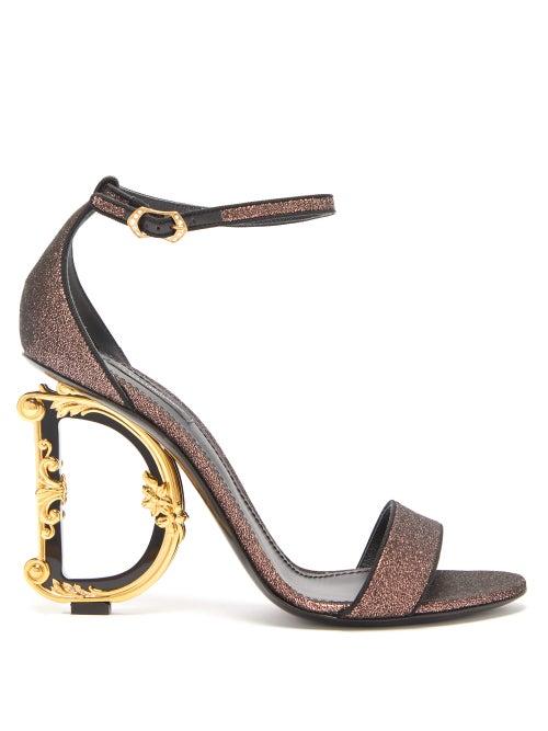 Matchesfashion.com Dolce & Gabbana - Monogram-heel Glitter-canvas Sandals - Womens - Multi