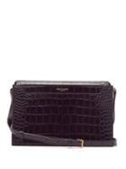 Matchesfashion.com Saint Laurent - Catherine Crocodile Effect Leather Cross Body Bag - Womens - Burgundy