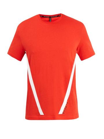 Matchesfashion.com Blackbarrett By Neil Barrett - Striped Detail Cotton Blend T Shirt - Mens - Red Multi