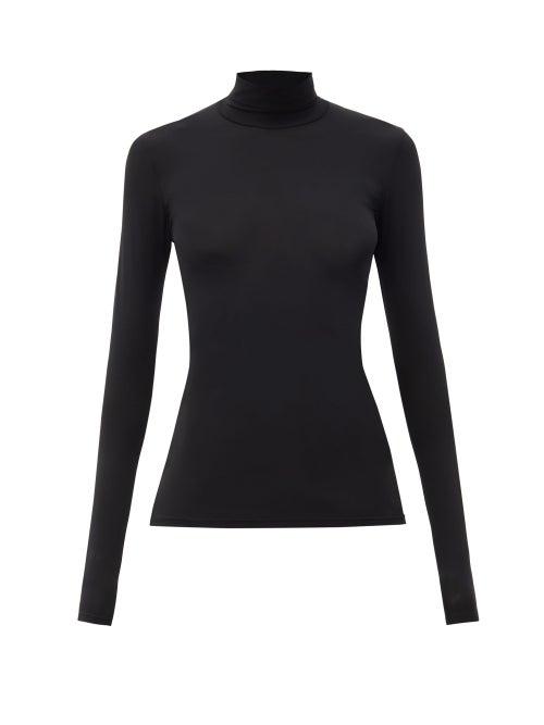 Matchesfashion.com Valentino - High-neck Stretch-jersey Top - Womens - Black