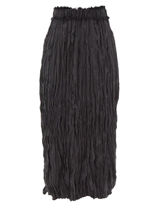 Totme - Crinkled-silk Midi Skirt - Womens - Black