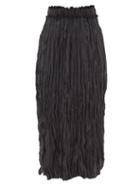 Totme - Crinkled-silk Midi Skirt - Womens - Black