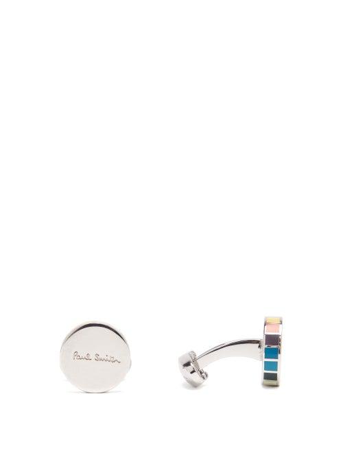 Matchesfashion.com Paul Smith - Enamelled Logo-engraved Metal Cufflinks - Mens - Silver Multi