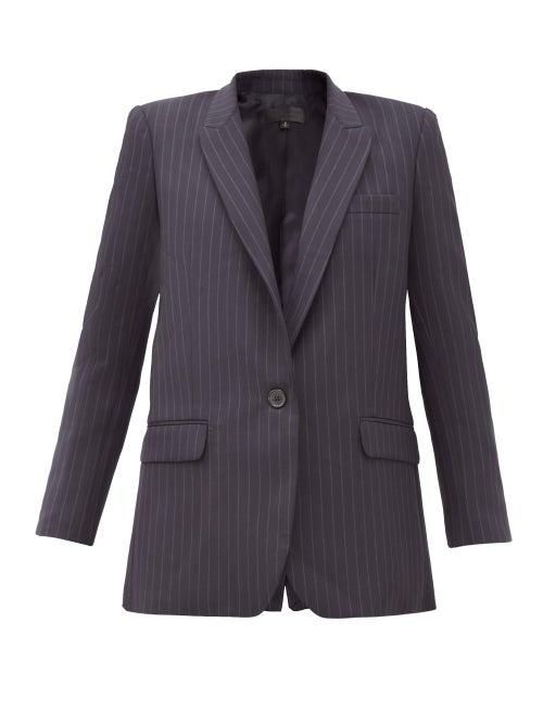Matchesfashion.com Nili Lotan - Diane Pinstriped Single-breasted Wool-blend Jacket - Womens - Navy Multi