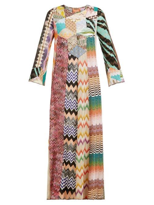 Matchesfashion.com Missoni - Lace And Patchwork Kaftan Maxi Dress - Womens - Pink Multi
