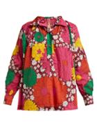Matchesfashion.com Dodo Bar Or - Vyan Floral Print Cotton Poplin Blouse - Womens - Burgundy Print