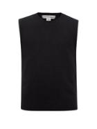 Comme Des Garons Shirt - Round-neck Slubbed-wool Sleeveless Sweater - Mens - Black