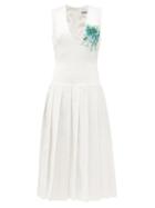 Matchesfashion.com Duncan - Mad Bleeding Heart Beaded Cotton-twill Dress - Womens - White