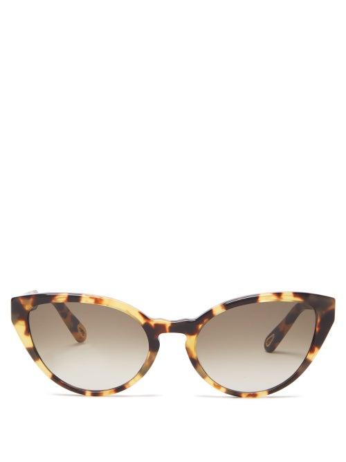 Matchesfashion.com Chlo - Willow Cat-eye Tortoiseshell-effect Sunglasses - Womens - Tortoiseshell