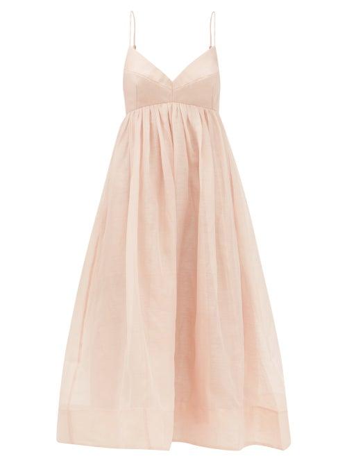 Zimmermann - Dancer Empire-waist Voile Midi Dress - Womens - Dusty Pink