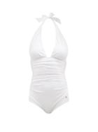 Dolce & Gabbana - Halterneck Ruched Swimsuit - Womens - White