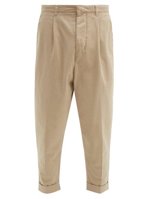 Matchesfashion.com Ami - Turn Up Cotton Gabardine Trousers - Mens - Beige