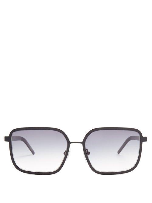 Matchesfashion.com Blyszak - V Square Frame Metal Sunglasses - Mens - Black