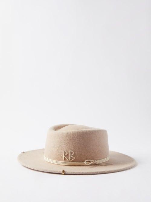 Ruslan Baginskiy - Monogram-embroidered Felt Hat - Womens - Light Beige