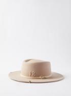 Ruslan Baginskiy - Monogram-embroidered Felt Hat - Womens - Light Beige