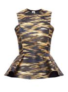 Matchesfashion.com Maison Rabih Kayrouz - Peplum Ikat Brocade Top - Womens - Navy Gold