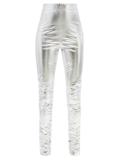 Dolce & Gabbana - Metallic Laminated-jersey Leggings - Womens - Silver