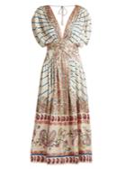 Etro Striped And Paisley-print Silk Midi Dress