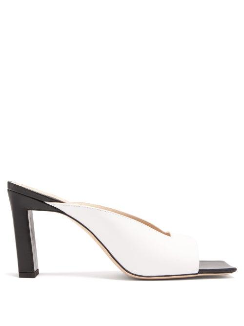 Matchesfashion.com Wandler - Isa Square Open-toe Leather Mules - Womens - White Black