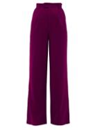 Matchesfashion.com Rebecca De Ravenel - Wool Crepe Wide Leg Trousers - Womens - Dark Pink
