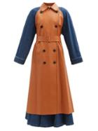 Chlo - Double-breasted Leather And Denim Trench Coat - Womens - Multi