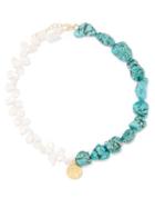 Hermina Athens - Athena Pearl, Turquoise & Gold-plated Necklace - Womens - Gold