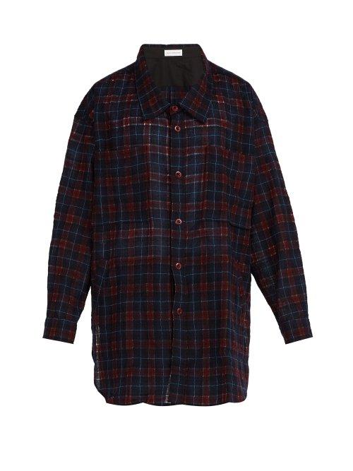 Matchesfashion.com Faith Connexion - Oversized Wool Blend Check Shirt - Mens - Burgundy