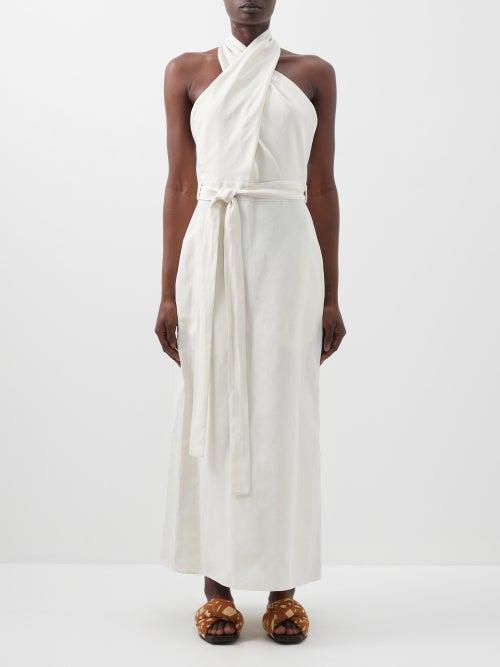 Raey - Cross-front Silk-blend Halter Dress - Womens - Cream