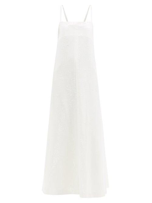 Matchesfashion.com Junya Watanabe - Square-neck Sequinned Dress - Womens - White