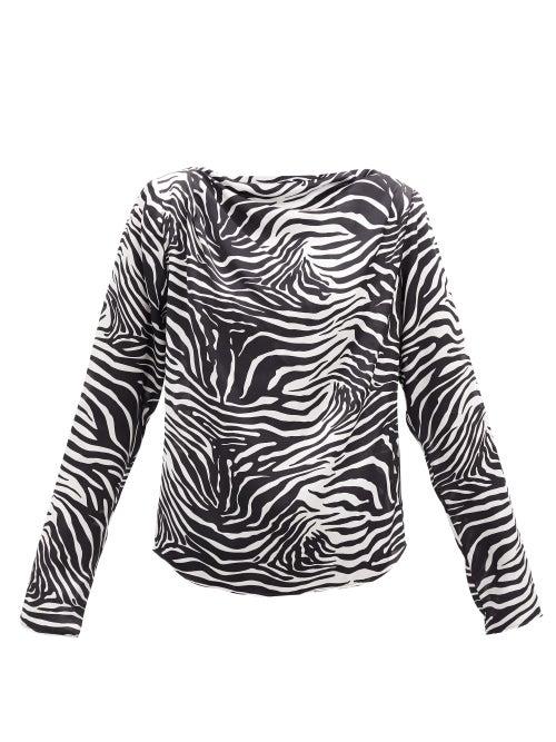 Matchesfashion.com Gauge81 - Yamagata Draped Zebra-print Silk Blouse - Womens - Animal