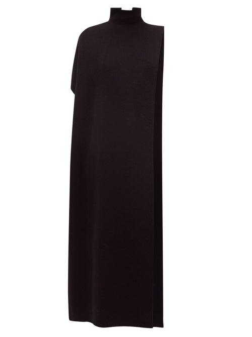 Matchesfashion.com Jil Sander - Asymmetric High Neck Virgin Wool Cape - Womens - Black