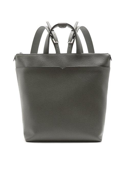 Matchesfashion.com Valextra - Grained Leather Backpack - Mens - Grey