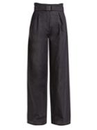 No. 21 High-rise Wide-leg Cotton-blend Trousers