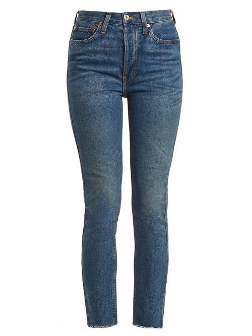 Matchesfashion.com Re/done Originals - High Rise Raw Hem Cropped Jeans - Womens - Denim