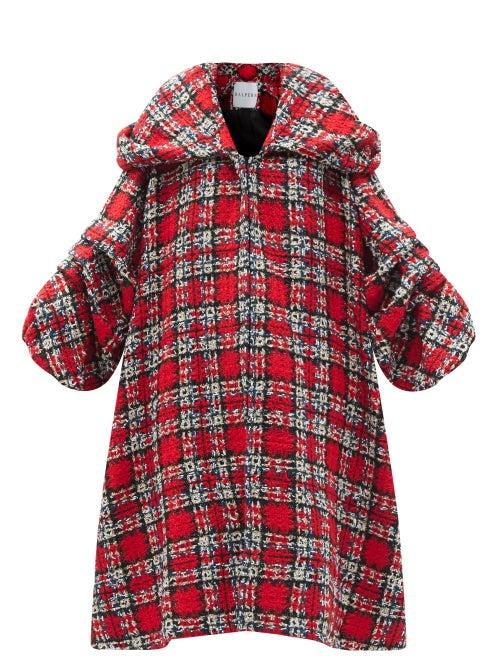 Matchesfashion.com Halpern - Oversized Hooded Fringed-tweed Opera Coat - Womens - Red