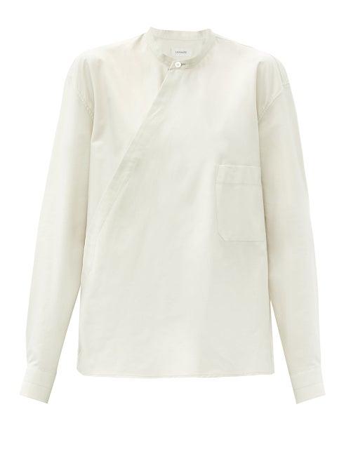 Matchesfashion.com Lemaire - Wrap-front Cotton-poplin Blouse - Womens - Beige