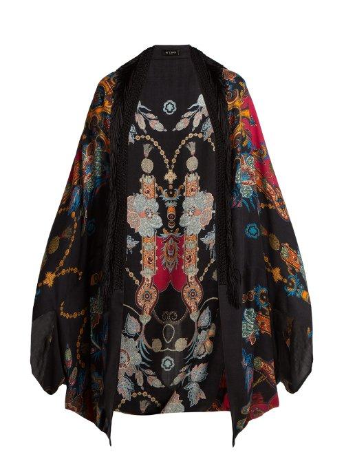 Matchesfashion.com Etro - Printed Cashmere Blend Poncho - Womens - Black