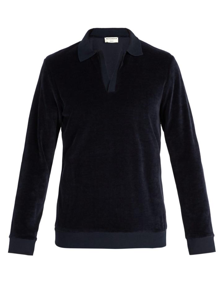 Éditions M.r James Terry-towelling Long-sleeved Polo Shirt