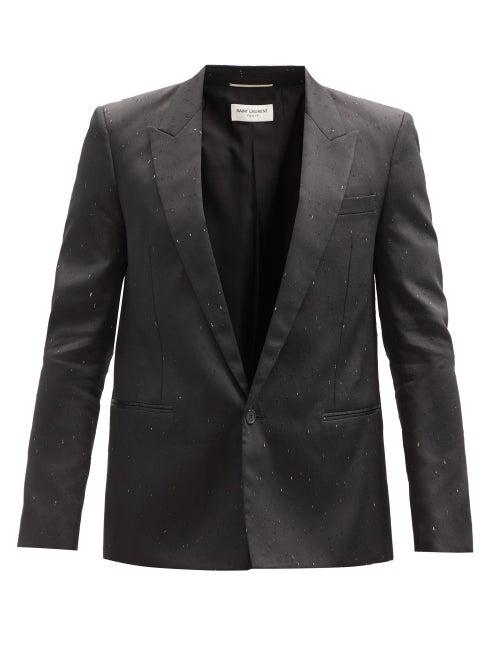 Matchesfashion.com Saint Laurent - Single-breasted Speckled-dupion Suit Jacket - Mens - Black