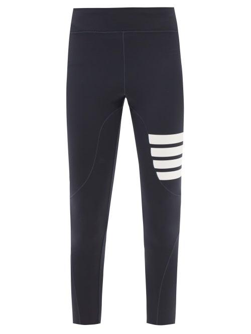 Thom Browne - Four-bar Jersey Cropped Compression Leggings - Womens - Navy