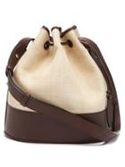 Matchesfashion.com Hunting Season - Drawstring Raffia And Leather Bucket Bag - Womens - Brown Multi