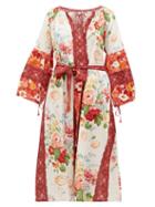 Matchesfashion.com D'ascoli - Melrose Belted Floral-print Cotton Dress - Womens - Red Print